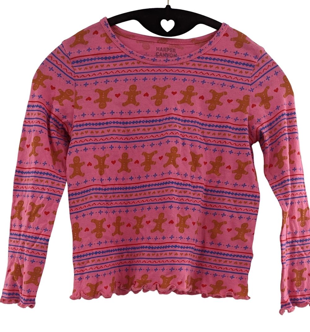 Harper Canyon Kids Pink Gingerbread Long Sleeve Holiday Top
